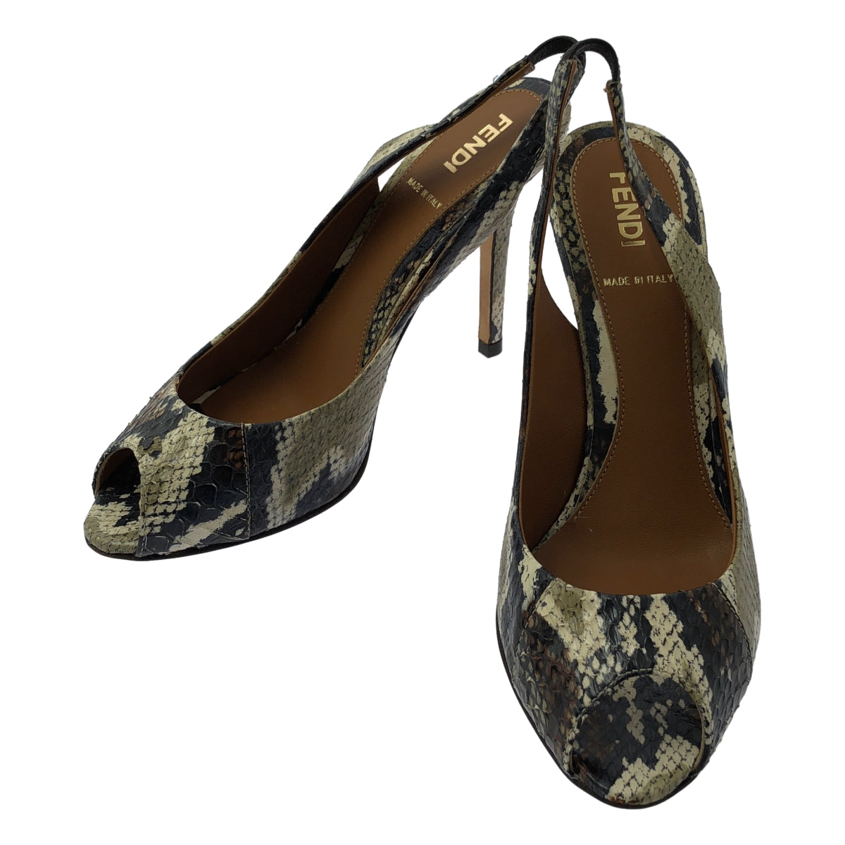 FENDI / フェンディ | レザー パイソン ヒール パンプス | 36