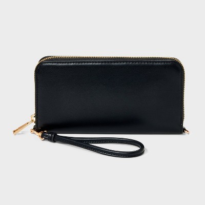 Large Around Zip Wallet - A New Day™ Black: Shell, Solid Pattern