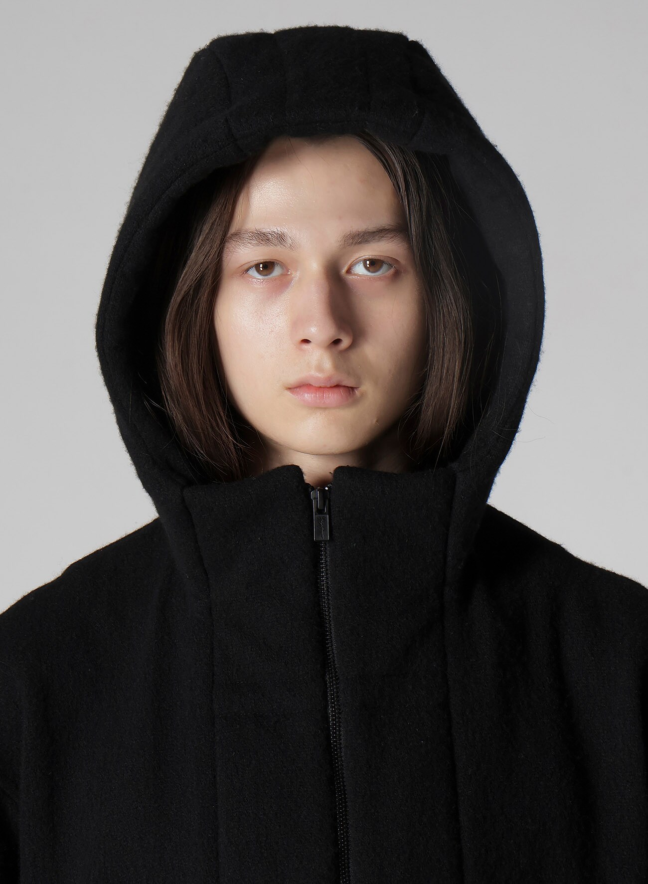 1/12 WOOL JACQUARD PADDED HOODIE(FREE SIZE Black): Soldes｜THE