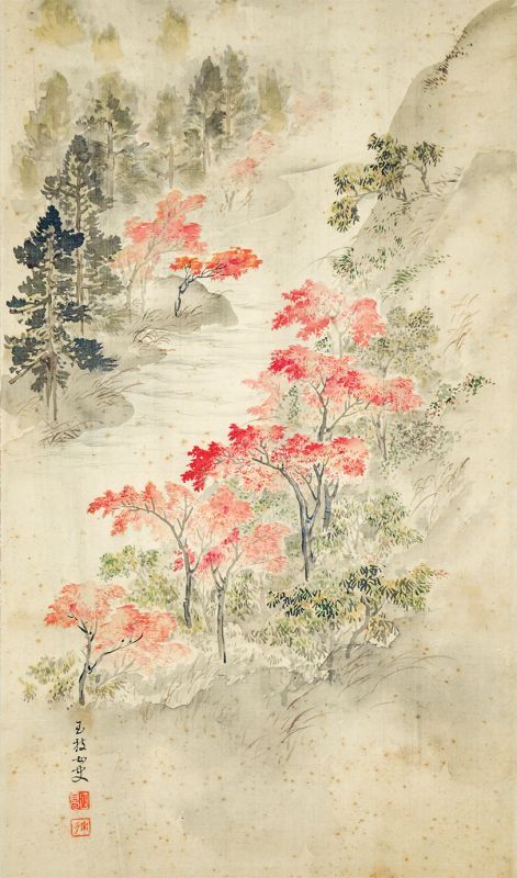 跡見玉枝画幅「秋景」 - えびな書店オンラインギャラリー