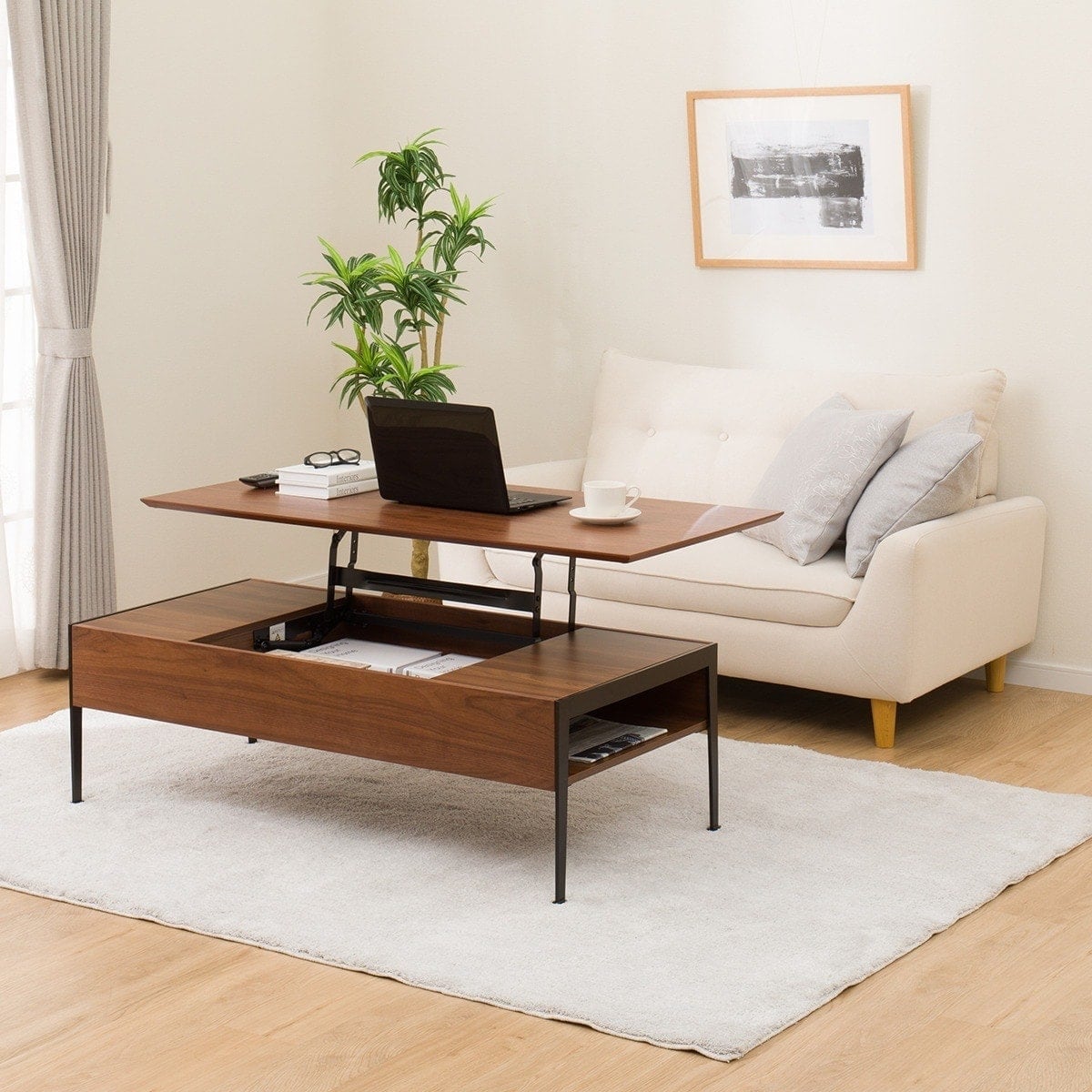 昇降センターテーブル(TA01 MBR) | ニトリネット【公式】 家具