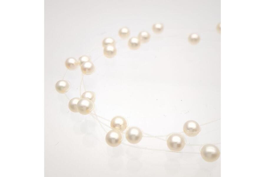 ネックレス タサキパール3連 4.8g 真珠 約4mm 42cm テグス ワイヤー 箱