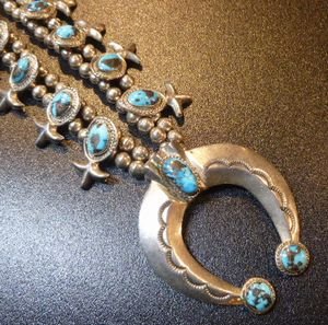 ナバホ 70Sオールド パージャンターコイズ付 スカッシュブロッサム