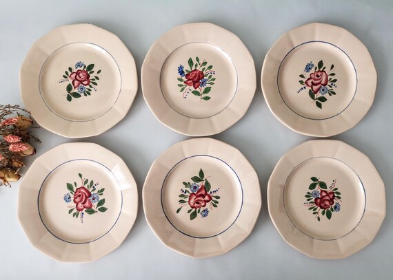 花柄プレート 6枚セット ディゴアン・サングミンヌ製 フランス蚤の市