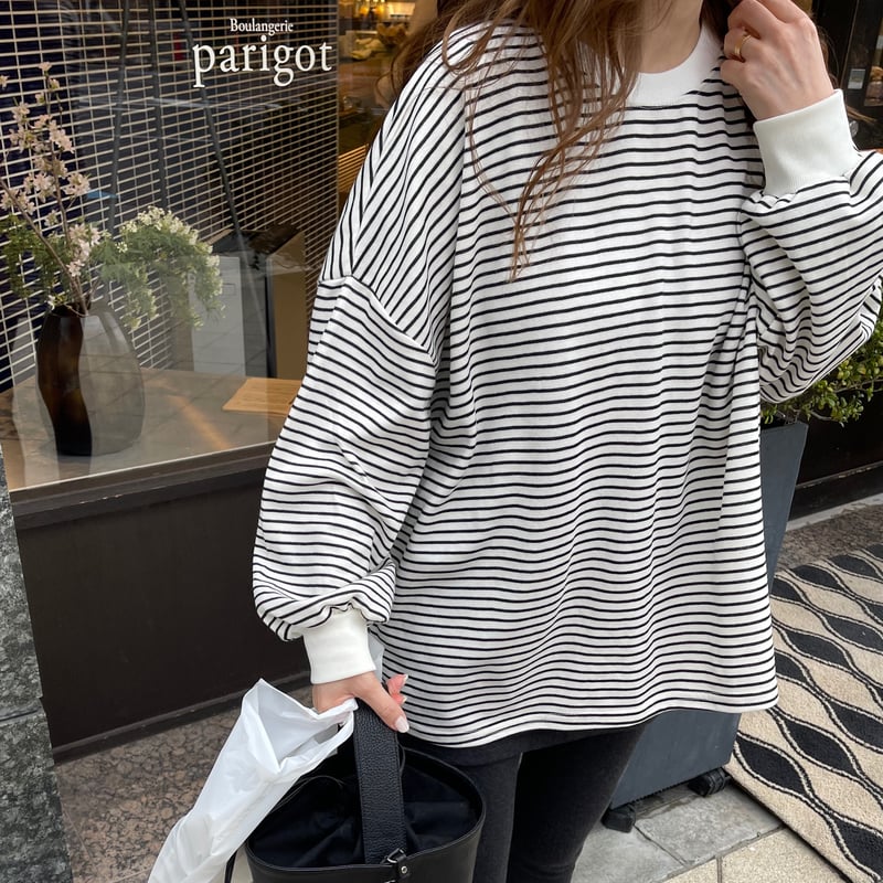Border long t-shirts(Ivory) | K