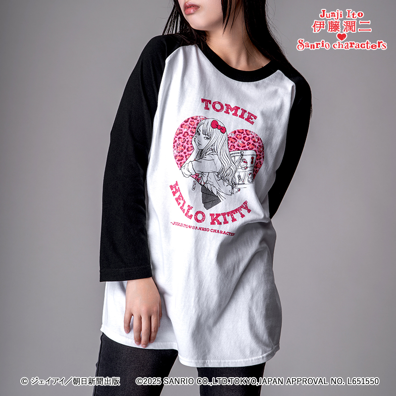 伊藤潤二×サンリオキャラクターズ ラグランTシャツ ギャル富江×ハロー