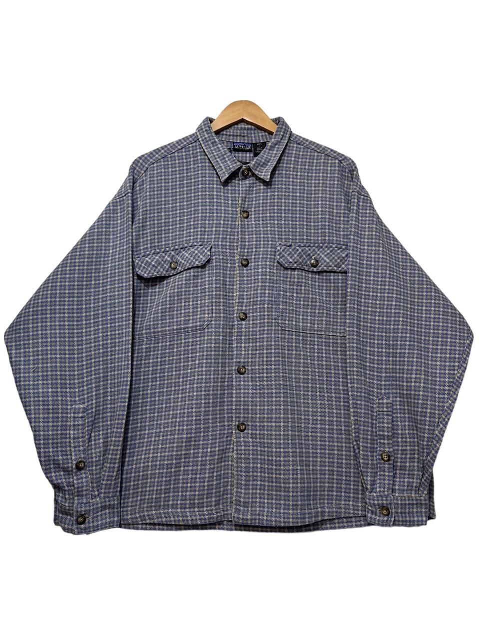 99年製 patagonia Heavy Flannel Shirt 青黄 L 90s パタゴニア ヘビー