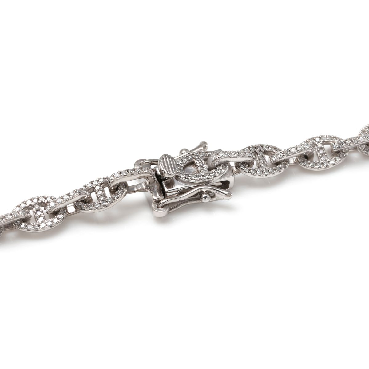 ダイヤモンド 10K ホワイトゴールド アンカーブレスレット 幅4.5mm