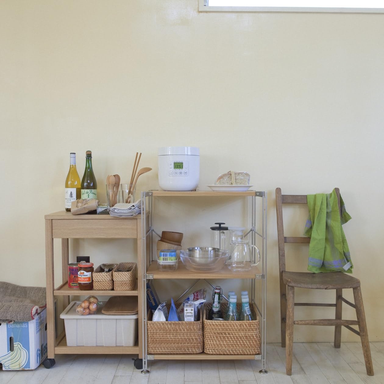 Amazon｜無印良品 ステンレスユニットシェルフ オーク材棚セット 小 幅