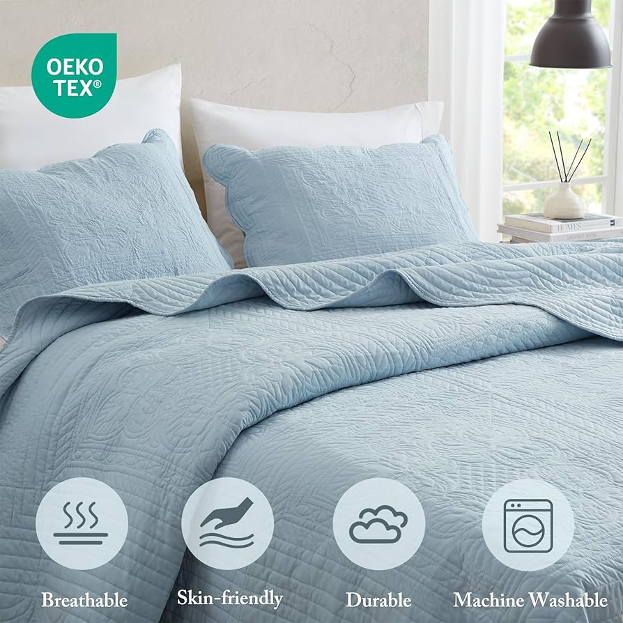 Amazon.com: Madison Park King Quilt Set Damask Coverlet Set for