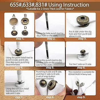 Amazon.com: ofone Snaps Fasteners Kit for Leather, 40 Sets Snap