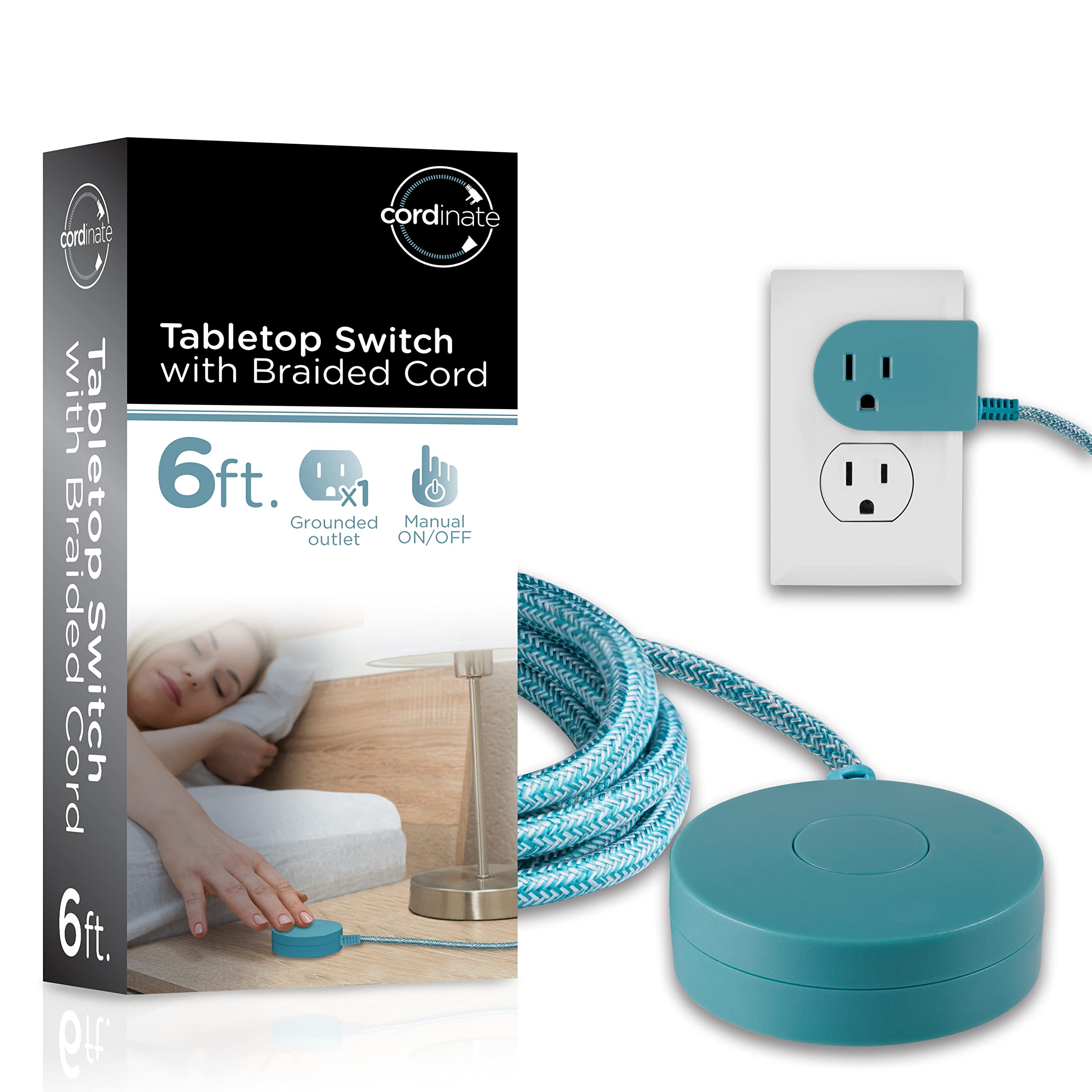 Cordinate Extension Cord with Switch On/Off Plug, 6 Ft Braided