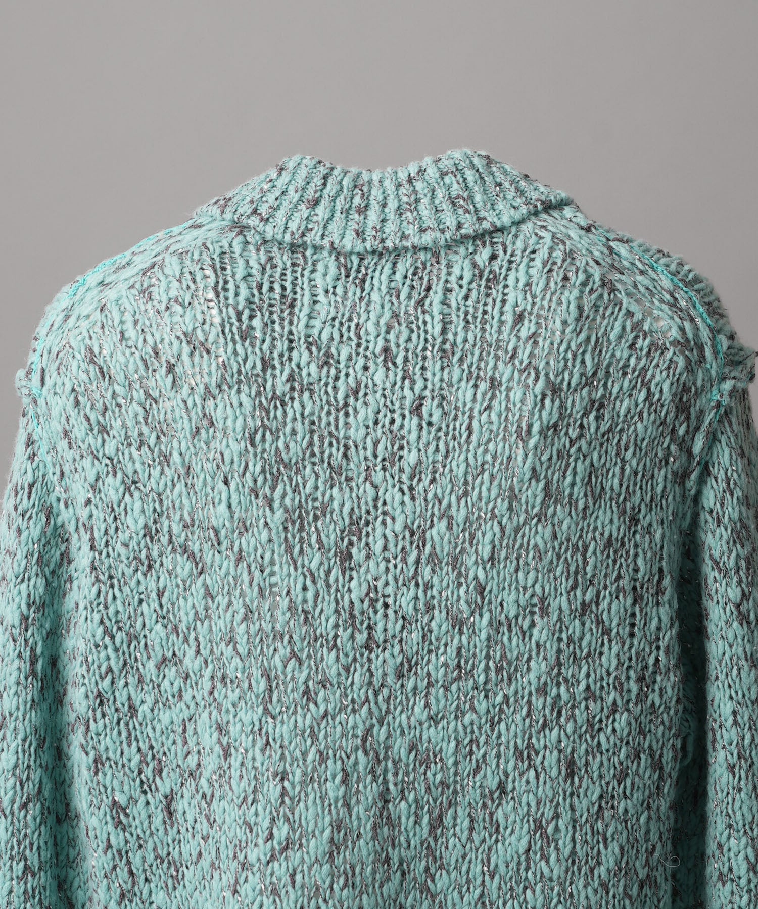 Slub Yarn Prime-Over Collared Cardigan