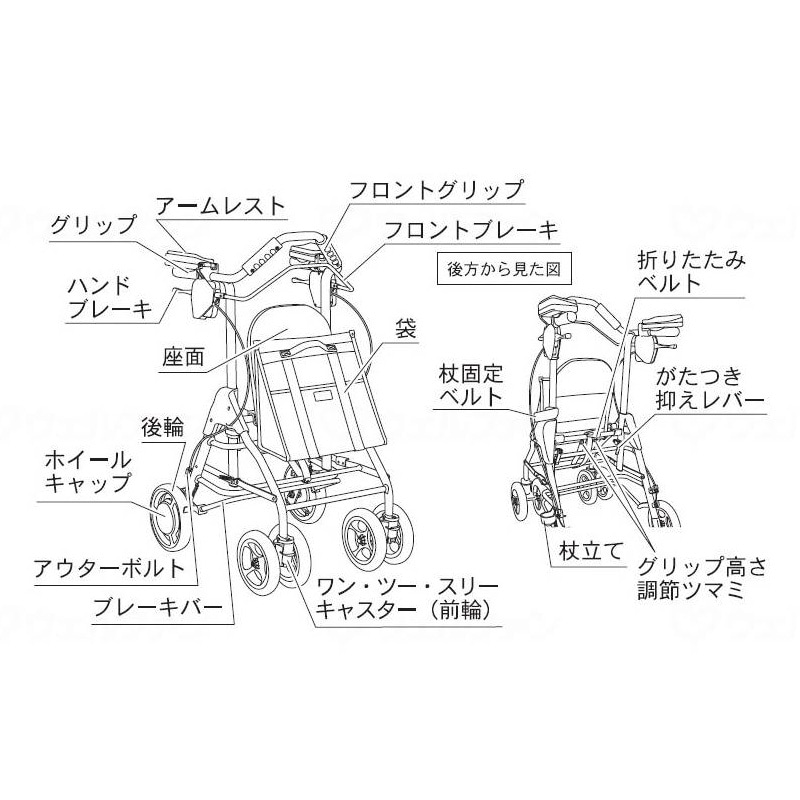 抑速ブレーキ付 歩行車 テイコブリトルRF ｜ シルバーカー・歩行器