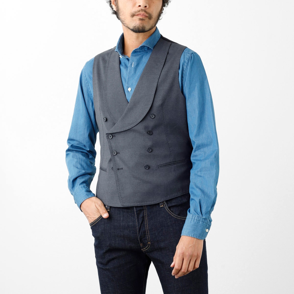 美品 LARDINI ラルディーニ リネンベスト シルク ジレ XL 52 美品
