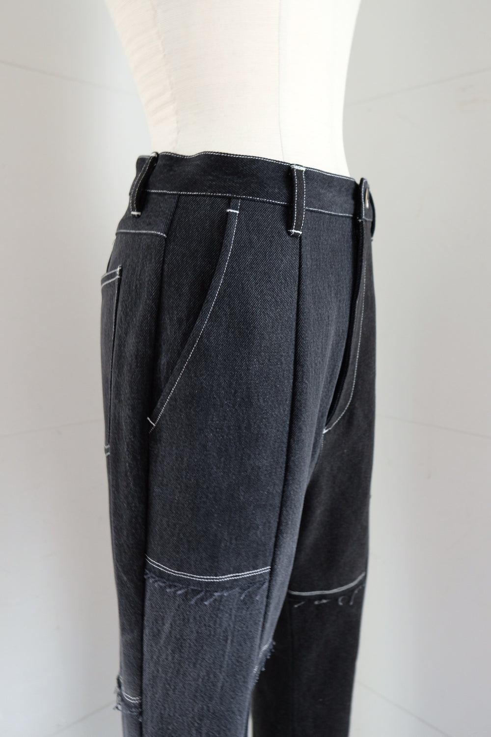 black denim patchwork pants – MALION vintage