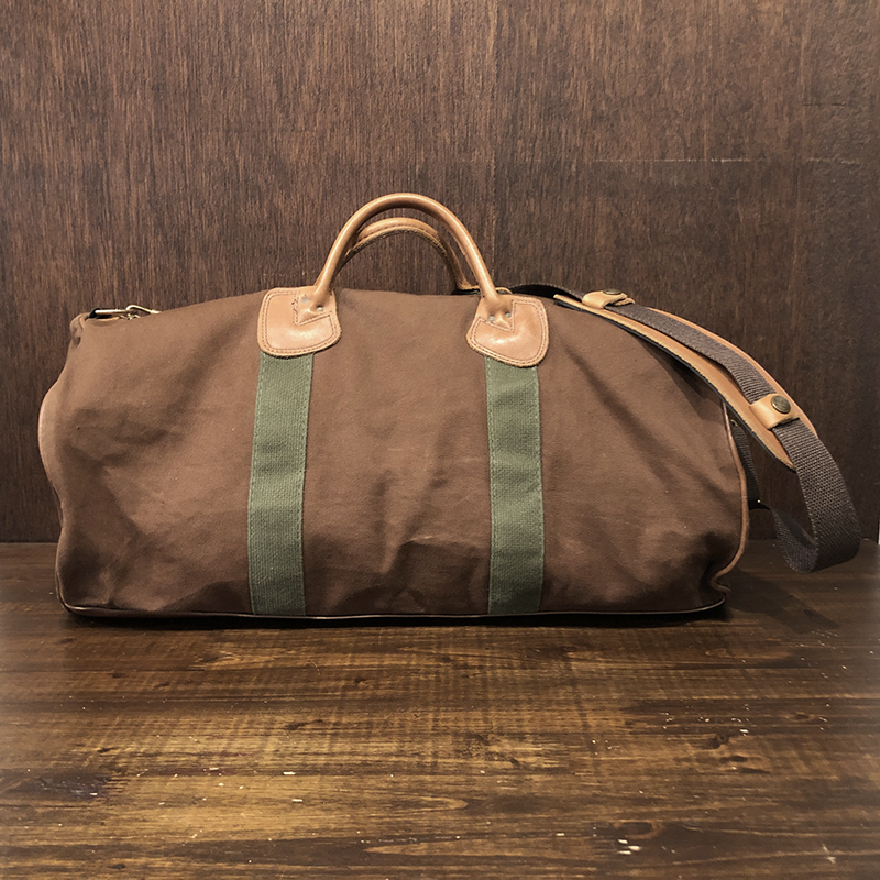 LL Bean Brown Canvas Leather Handle Duffle Boston Bag エルエル
