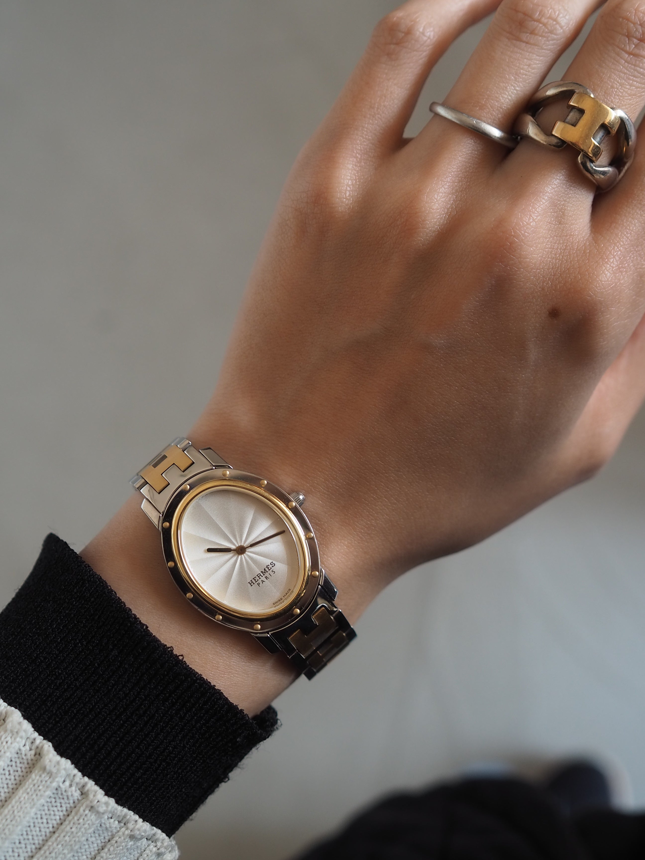 HERMES エルメス クリッパー オーバル ウォッチ 腕時計 シルバー