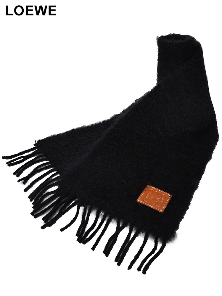 LOEWE (ロエベ) モヘア＆ウール レザーパッチ マフラー LELF655254X01