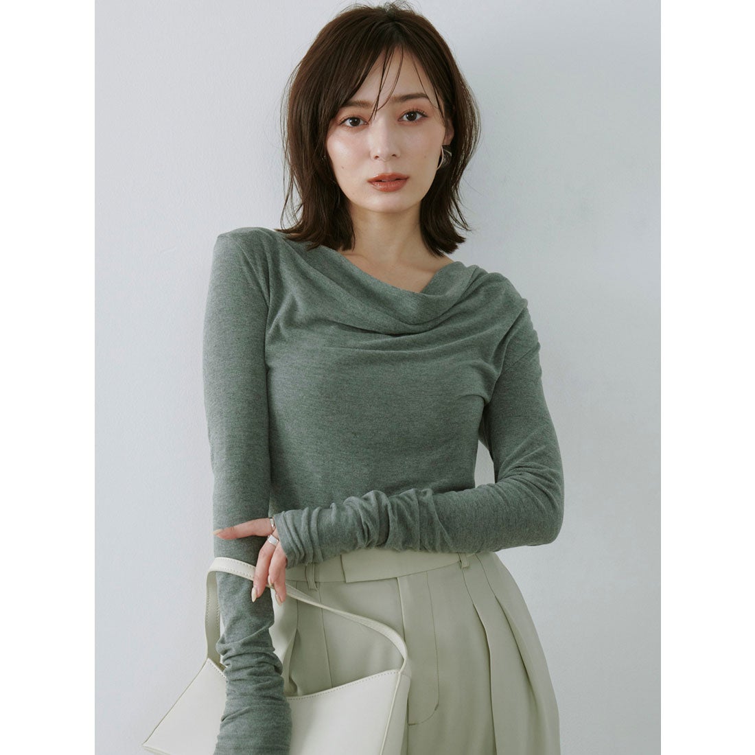 アニュアンス anuans ギャザードレープカットトップス （GREY