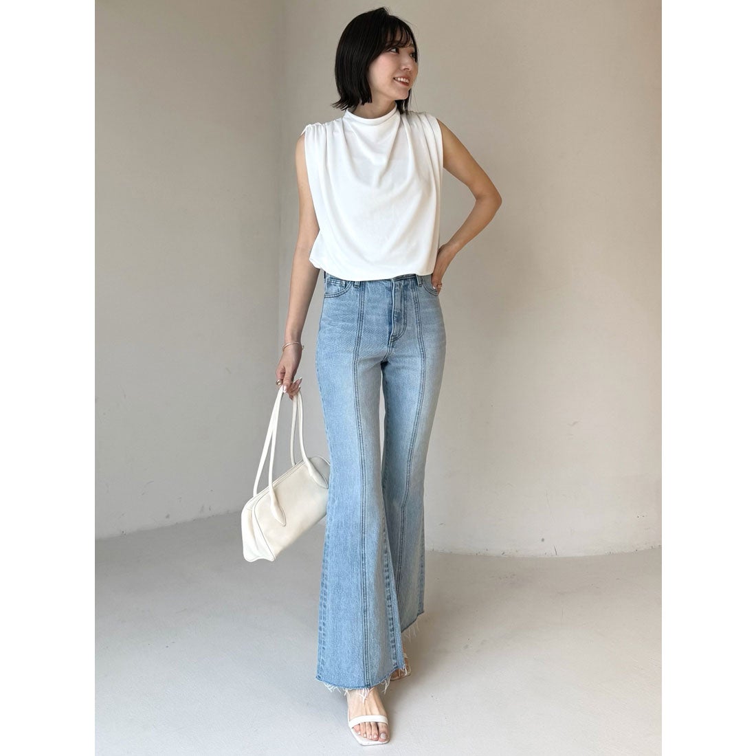 アニュアンス anuans ギャザードレープカットトップス （IVORY