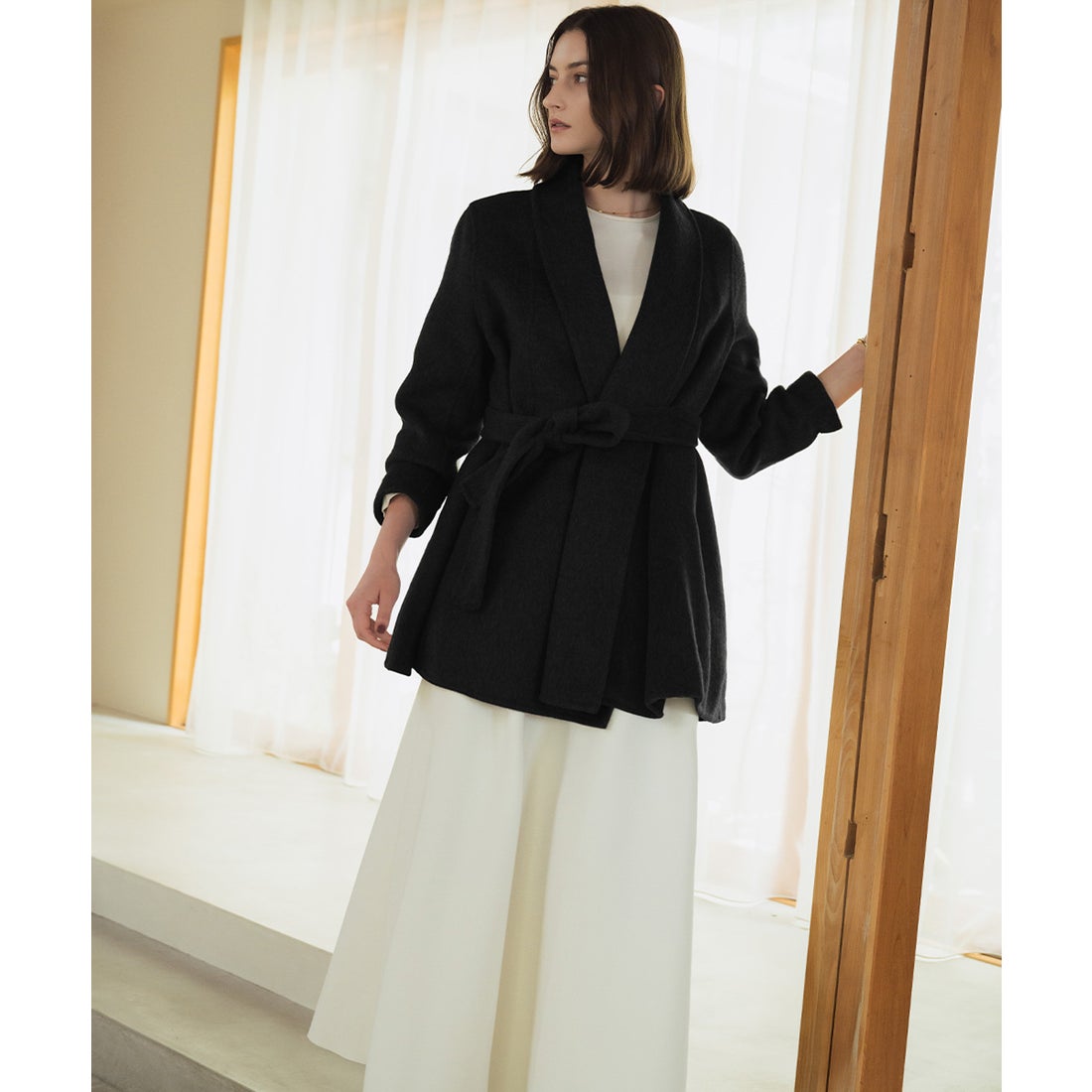 エルフランク ELFRANK 【ウール90％＋アルパカ10％】ショールカラー