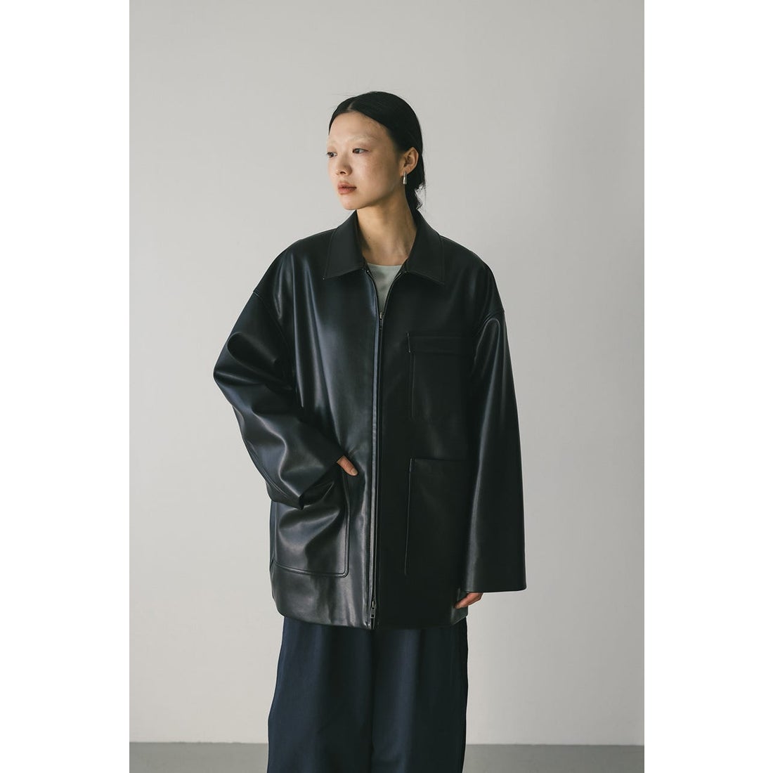 STYLEMIXER フェイクレザージャケット BLK -靴＆ファッション通販