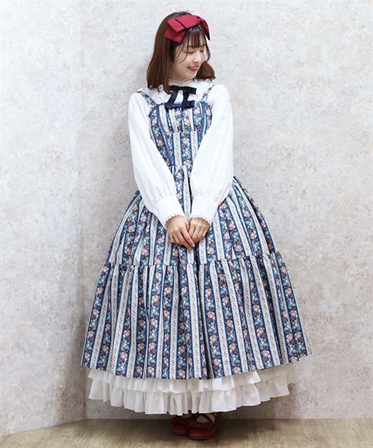 ストライプローズ柄ジャンスカ | kawaii | axes femme online shop