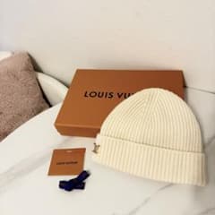 LOUIS VUITTON アイボリー ニット帽 カシミヤ100% - メルカリ