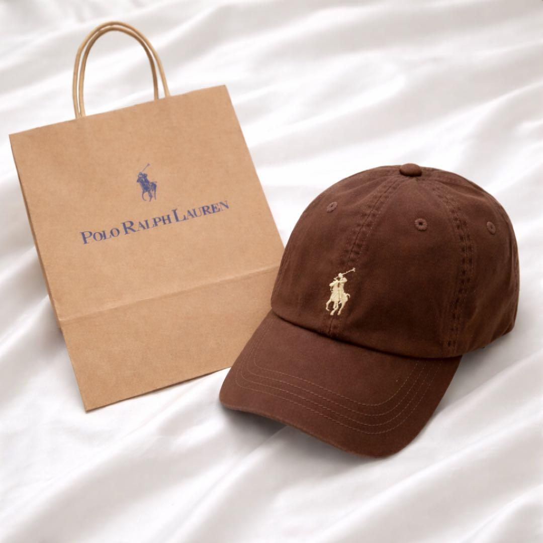タグ付新品 POLO ポロラルフローレン キャップ ブラウン ホワイト