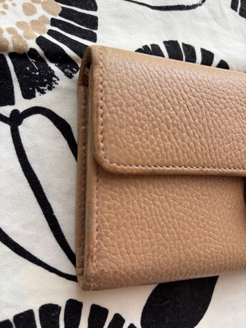 グッチ GUCCI 長財布 インターロッキング レザー ベージュ ゴールド
