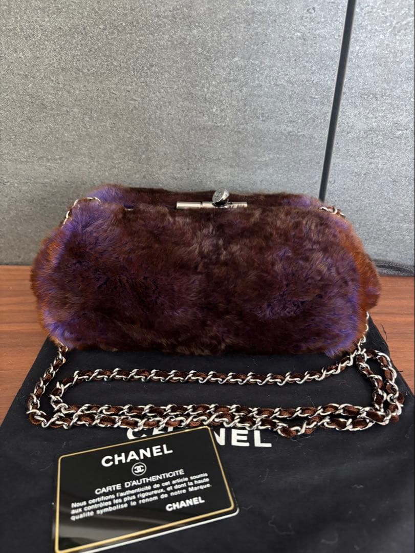 CHANEL ラパン　チェーンショルダー　バッグ　シャネル CHANEL シャネル チェーンショルダーバッグ ラパンファー ブラウン 6