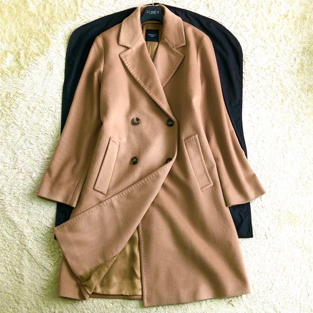 ウィークエンドマックスマーラ チェスターコート ウール100% キャメル 38 マックスマーラ Max Mara コート ウィークエンド テンペラ ウール