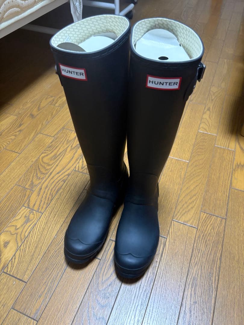 HUNTER ハンター ブラック ロングレインブーツ UK 5(24cm) 中古・古着通販】HUNTER (ハンター) レインブーツ ブラック サイズ:UK5