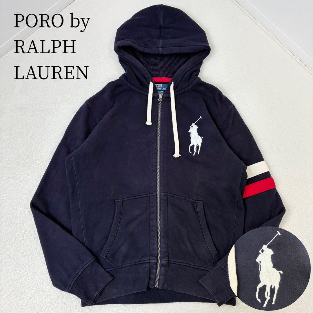 ポロバイラルフローレン　パーカー　ビックポニー　ネイビー　メンズMサイズ　y2k y2k ラルフローレン パーカー ビックポニー ネイビー 平成ギャル 海外