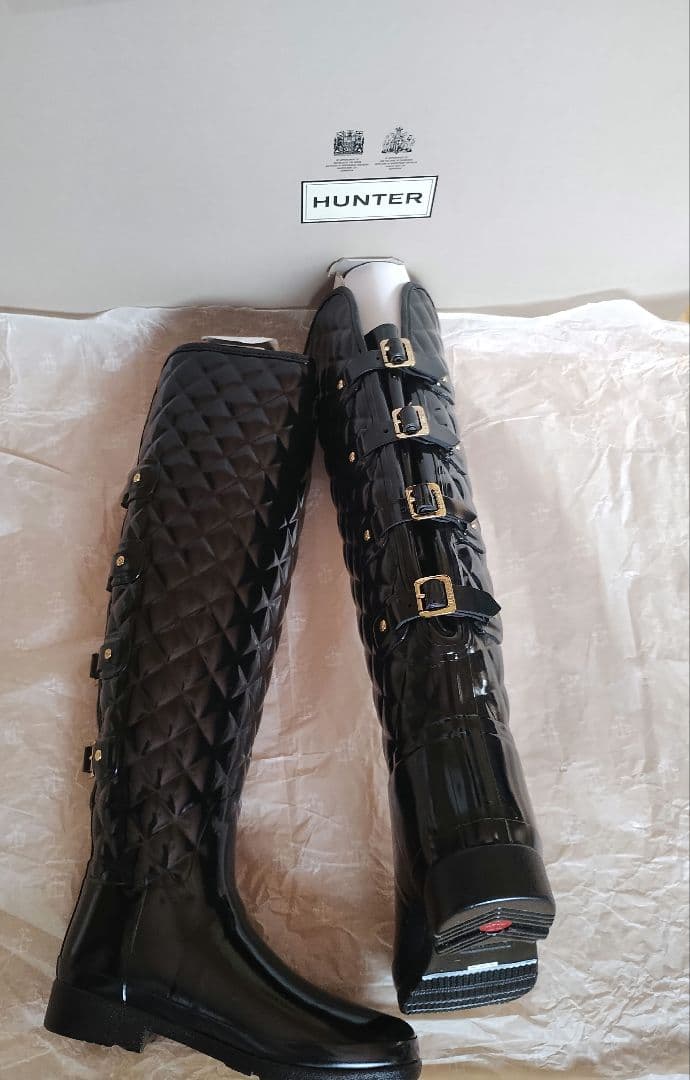 ハンターHUNTER★ニ−ハイ長靴★ニ−ハイブ−ツ★レア希少★未使用専用箱入り HUNTER（ハンター） 長靴 レインブーツ HUNTER ORIGINAL PLAY BOOT