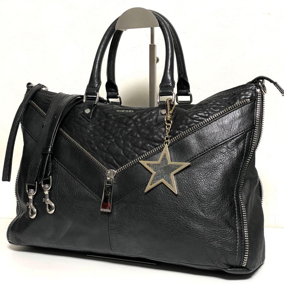 ✨極美品✨ DIESEL 2way ショルダーバッグ ジッパーデザイン A4収納 2WAY/A4収納可]パンチングデザイン変形トートバッグ(トートバッグ