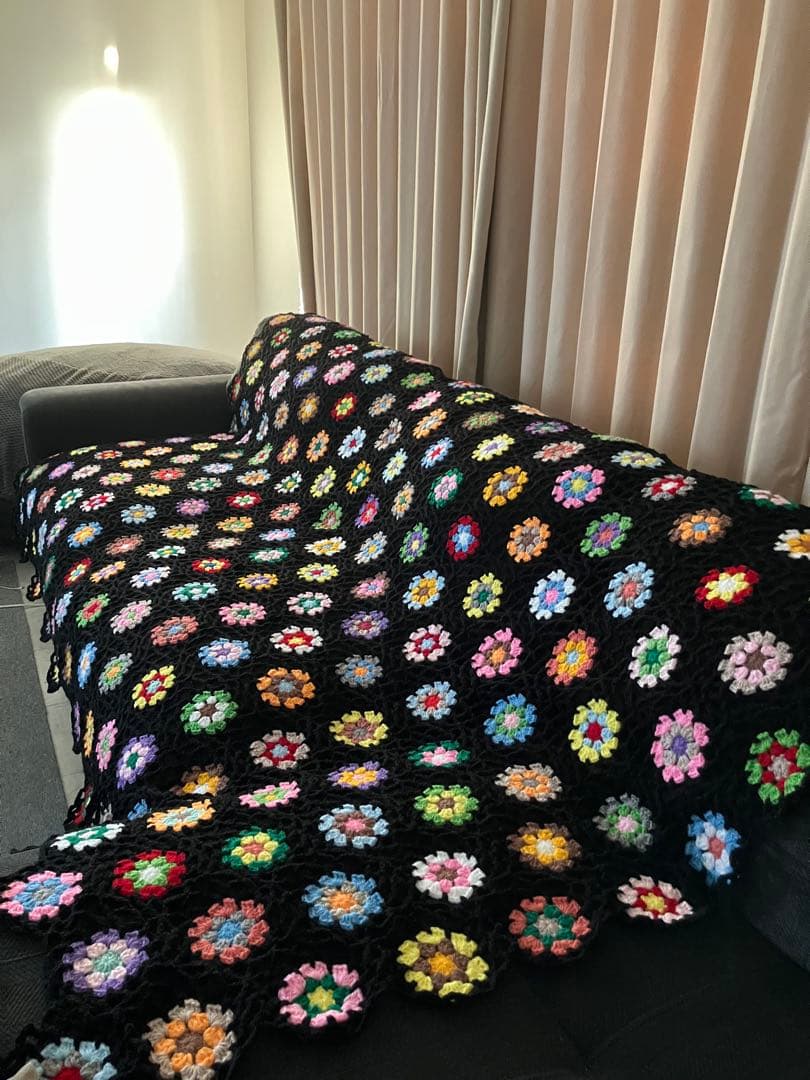 ヤザミ　手編み　ベッドカバー　ソファーカバー　マルチカバー　かぎ針編み かぎ針編み ソファーカバー ベッドカバー マルチカバー 手編み