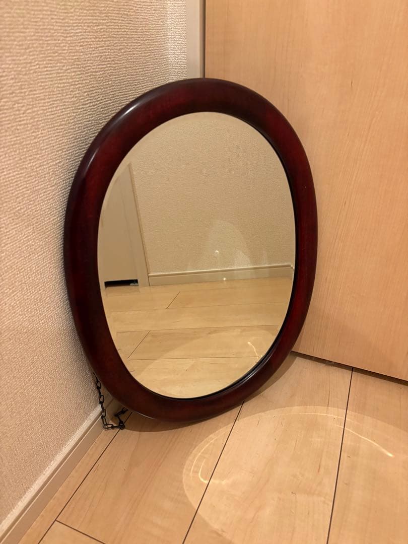 【美品】オールドカリモク karimoku オーバル ウォールミラー A6095 美品】オールドカリモク karimoku オーバル ウォールミラー A6095