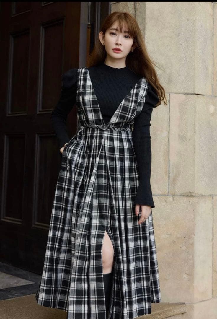 ハーリップトゥ　Classic Plaid Jumper Dress New color] Classic Plaid Jumper Dress