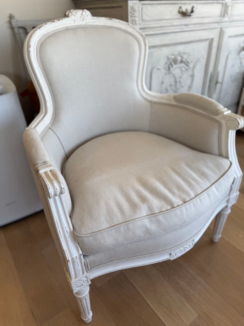 サラグレースデビューシリーズフレンチスタイルホワイトリネン 1人掛けソファ サラグレースデビューシリーズフレンチスタイルホワイトリネン 1人掛け