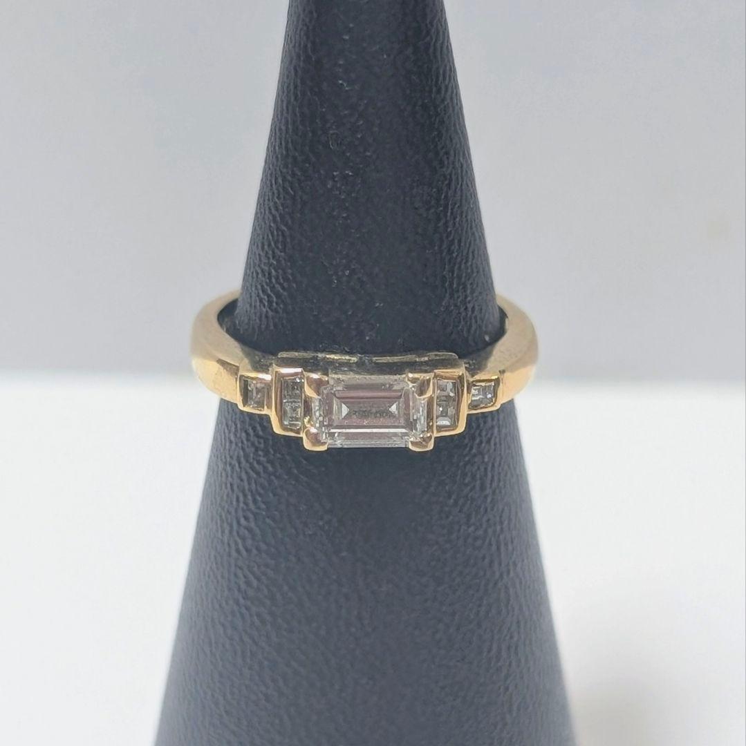 バゲットカットダイヤ　K18 ピンキーリング 楽天市場】k18 PT バゲットカット ダイヤモンド リング 0.25ct