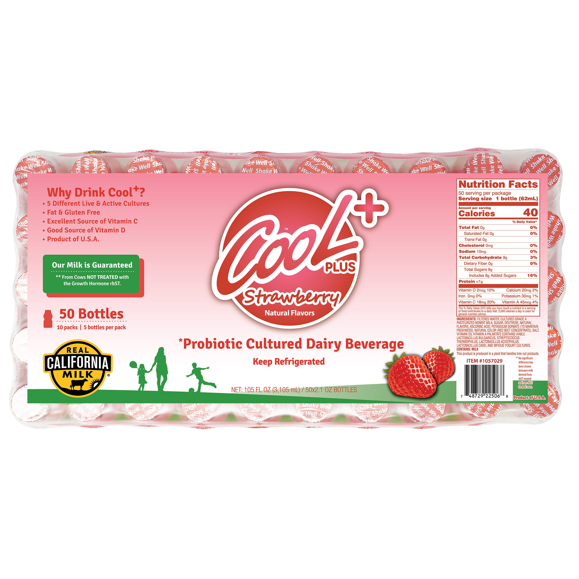 Cool Plus Strawberry Dairy Beverage, 50 Count, 2.1 Ounces Each