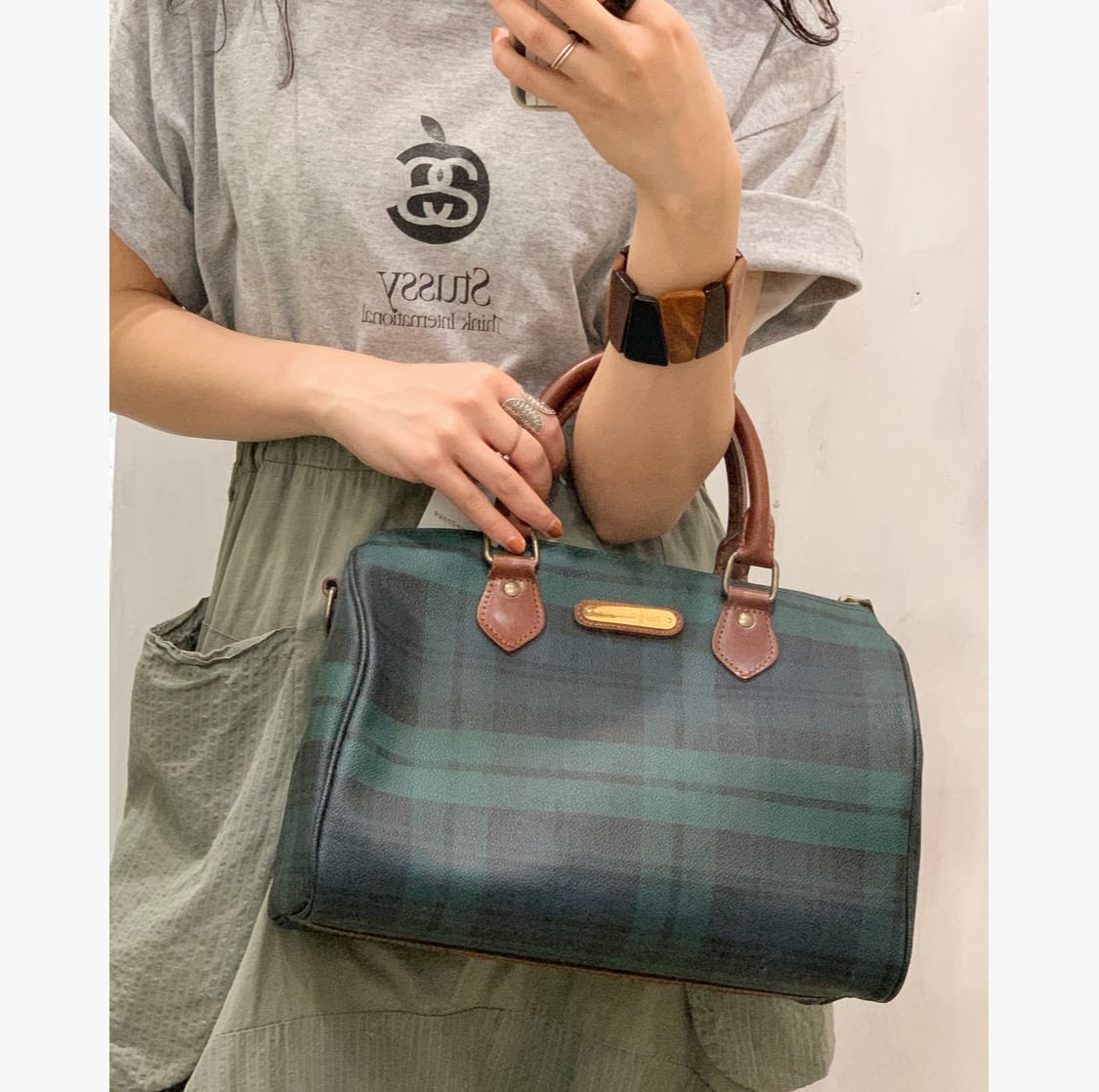 Ralph Lauren/bag/check/green/ラルフローレン/ボストンバッグ