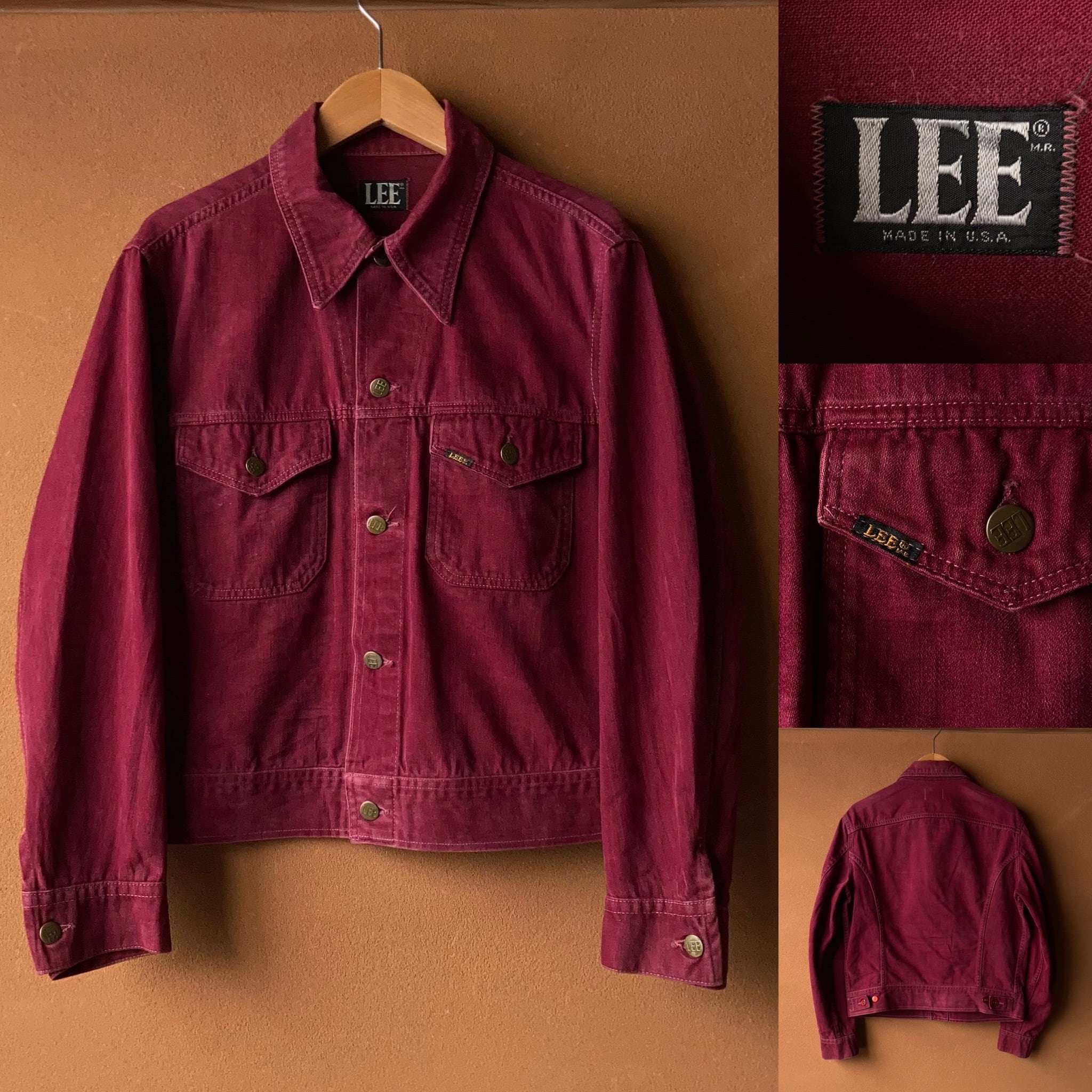 70's LEE モールスキン トラッカージャケット ワインレッド USA製
