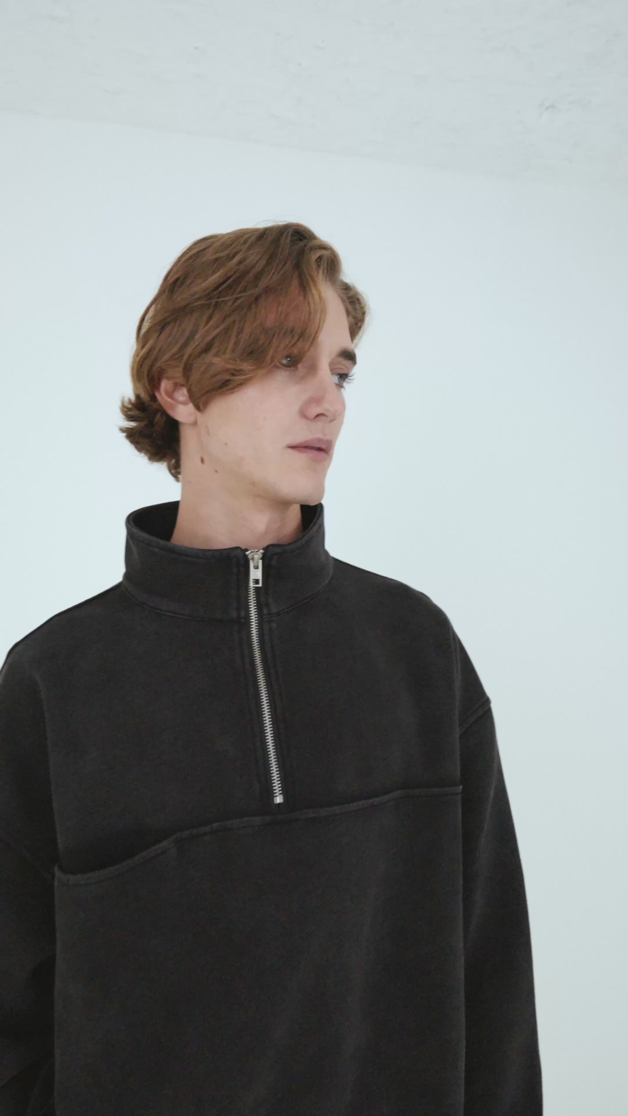 BTMK HALF ZIP SWEAT washed XS919