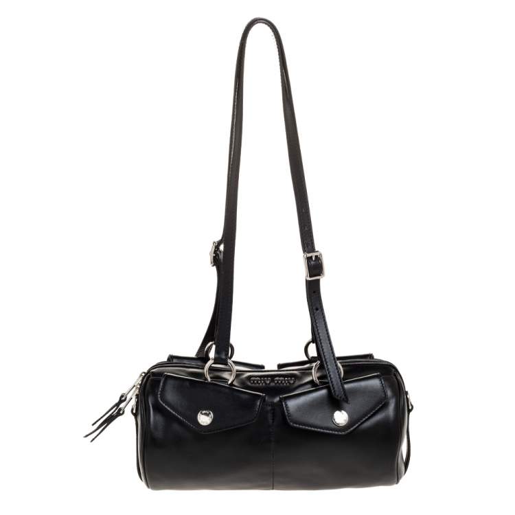 Miu Miu Black Leather Double Pocket Boston Bag Miu Miu | TLC