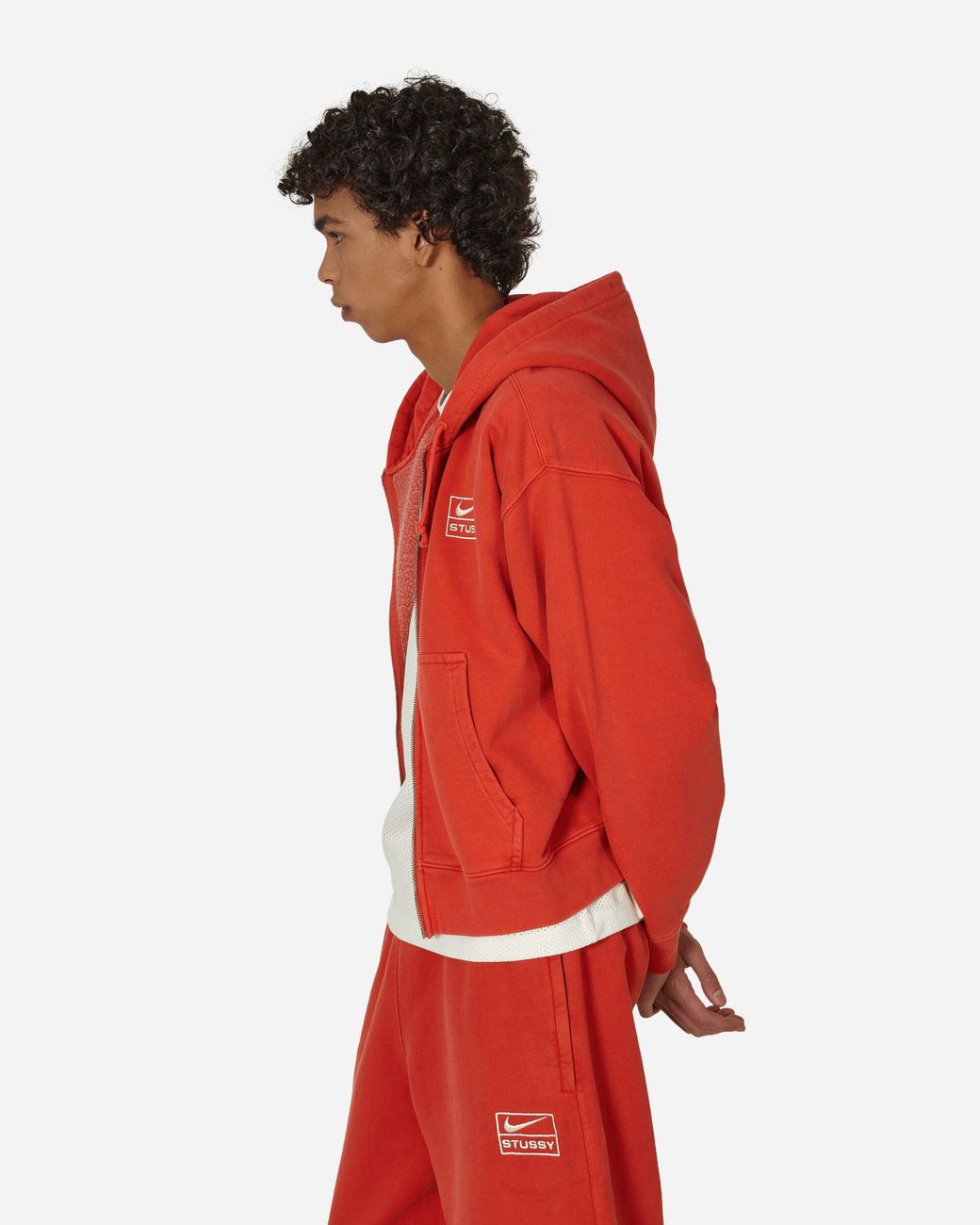 Nike Stüssy Full-zip Fleece Hoodie Habanero Red for Men | Lyst