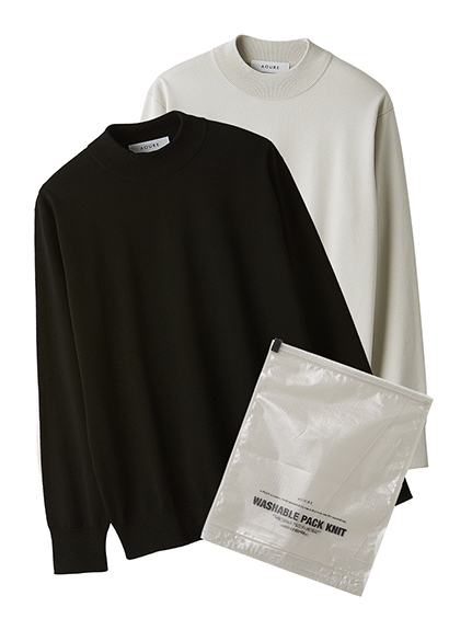 A PACK】WASHABLE PACK KNIT(2枚組) モックネック(ニット)｜トップス