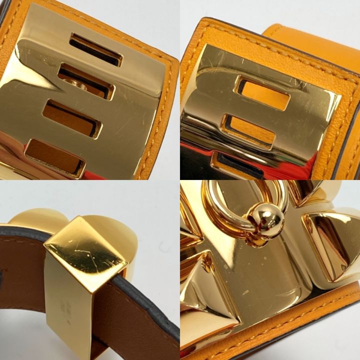 HERMES エルメス コリエドシアン レザー バングル オレンジ X刻印